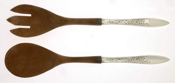 White Paisley (Sterling, 1966) Wooden Bowl 2-Piece Salad Set
