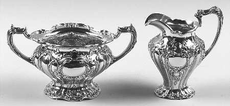 Chantilly-Grand (Sterling Hollowware) Mini Sterling Creamer and Open Sugar