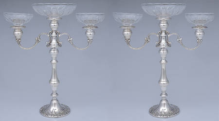 Chantilly-Duchess (Sterling Hollowware) Pair of Weighted 3 Light Candelabra