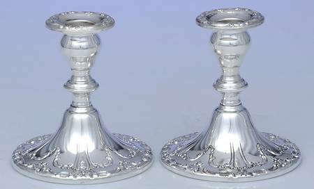 Chantilly-Duchess (Sterling Hollowware) Pair of Weighted Console Candleholders