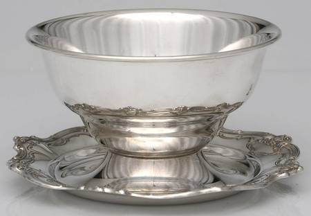 Chantilly-Duchess (Sterling Hollowware) Sterling Gravy Bowl with Attached Underplate by Gorham Silver