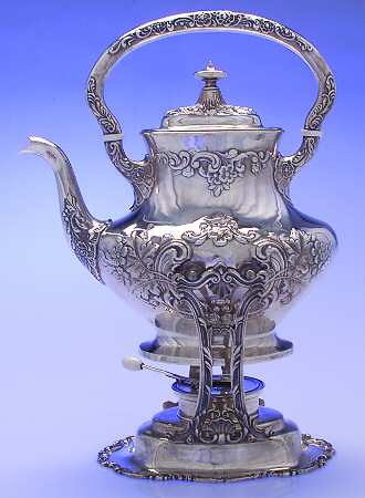 Buttercup-Large (Sterling, Hollowware) Large Sterling Kettle, Stand and Burner