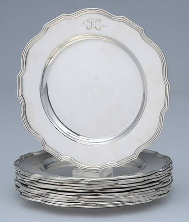 Plymouth-Large (Sterling, Hollowware) Bread & Butter Plate - Set of 12