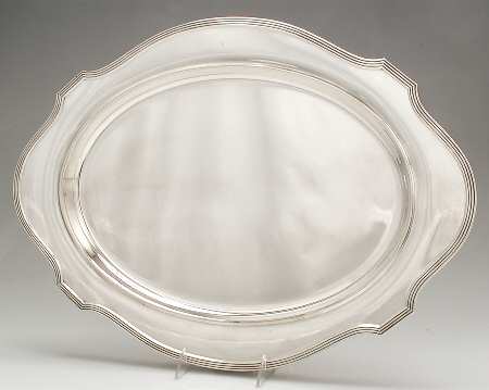 Plymouth-Large (Sterling, Hollowware) Large Sterling Meat Plate No Well