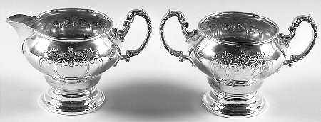 Chantilly (Silverplate, Hollowware, Older) Plated Mini Creamer and Open Sugar