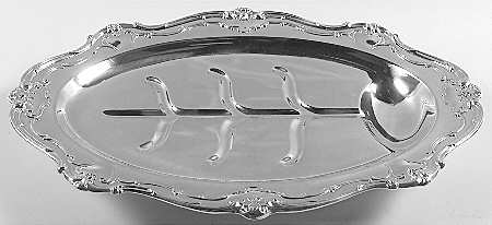 Chantilly (Silverplate, Hollowware, Older) Medium Platter Footed Meat Platter with Well