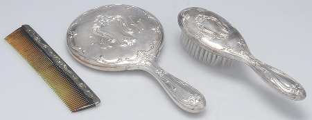 Chantilly (Silverplate, Hollowware, Older) 3 Pc Vanity Set