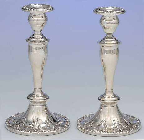 Chantilly (Silverplate, Hollowware, Older) Pair of 8" Candlesticks