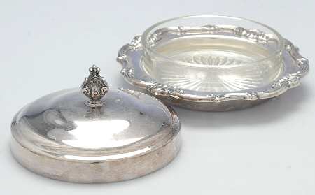 Strasbourg (Silverplate, Hollowware) Round Covered Butter with Glass Liner