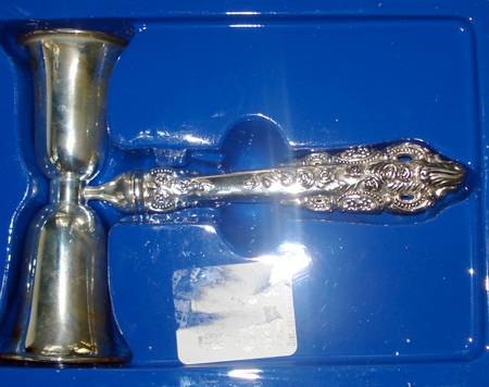 Baroque (Silverplate) Double Jigger with Handle, Silverplate Bowls