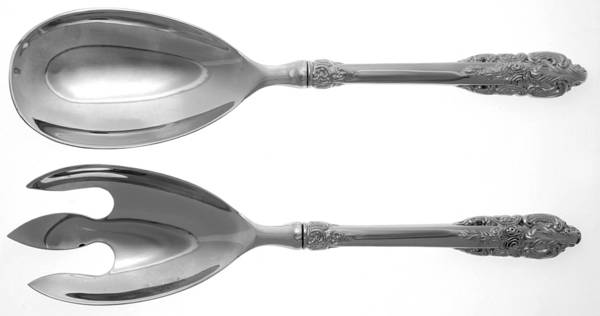 Baroque (Silverplate) 2-Piece Salad Set with Silverplate Bowl
