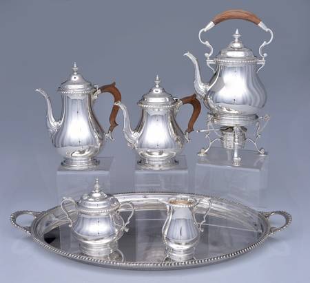 Kensington (Sterling Hollowware) 6 Piece Tea Set (CP1, TP1, CR1, SU1, SKES & WTL)