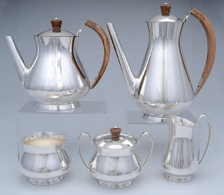 Modern (Silverplate, Hollowware) 5-Piece Plated Tea Set (with Waste)