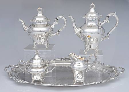 Strasbourg Court (Silverplate, Hollowware) 5 Piece Tea Set (PCP, PTP, PCR, PSU, WT26CS)