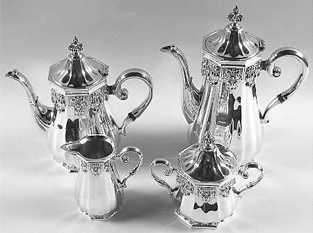 Hispana (Silverplate, Hollowware) (4 Piece) Silverplate Tea Set