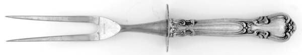 Chantilly (Sterling, 1950, "Gorham", No Monograms) Large Stainless-Prong Roast Carving Fork