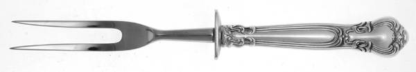 Chantilly (Sterling, 1950, "Gorham", No Monograms) Small Steak Carving Fork with Stainless Prongs