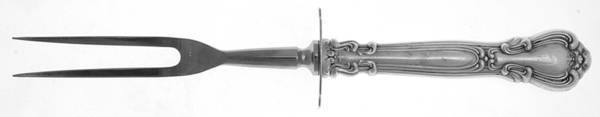 Chantilly (Sterling, 1950, "Gorham", No Monograms) Small Steak Carving Fork with Stainless Prongs