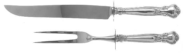 Chantilly (Sterling, 1950, "Gorham", No Monograms) Large 2-Piece Roast Carving Set w/Stainless Blade