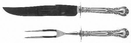 Chantilly (Sterling, 1950, "Gorham", No Monograms) Small 2-Piece Steak Carving Set w/Stainless Blade