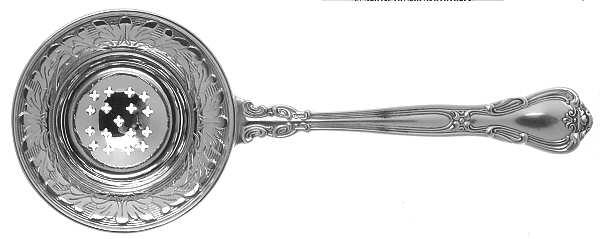 Chantilly (Sterling, 1950, "Gorham", No Monograms) Solid Individual Overcup Tea Strainer
