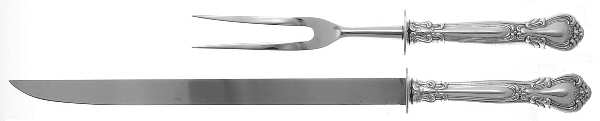 Chantilly (Sterling, 1950, "Gorham", No Monograms) Large 2-Piece Roast Carving Set with Stainless Blade