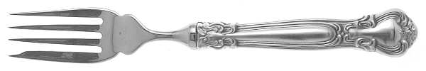 Chantilly (Sterling, 1950, "Gorham", No Monograms) Individual Hollow Fish Fork, Stainless Tines