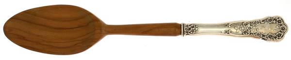 Buttercup (Sterling, "Gorham") Salad Serving Spoon with Wooden Bowl