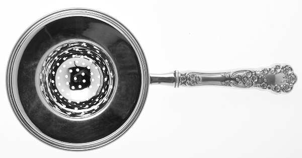 Buttercup (Sterling, "Gorham") Individual Overcup Tea Strainer with Silverplate Bowl