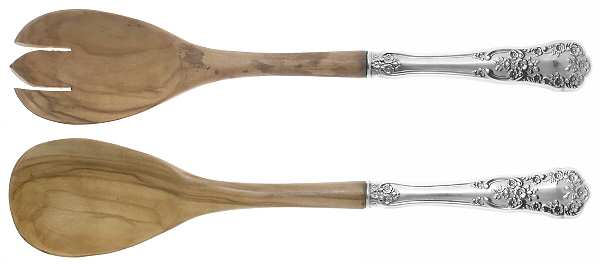 Buttercup (Sterling, "Gorham") Wooden Bowl 2 Piece Salad Set