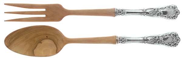Buttercup (Sterling, "Gorham") Wooden Bowl 2 Piece Salad Set
