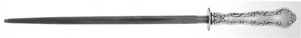 Strasbourg (Sterling, "Gorham", 1897) Large Roast Knife Sharpener wSteel Rod