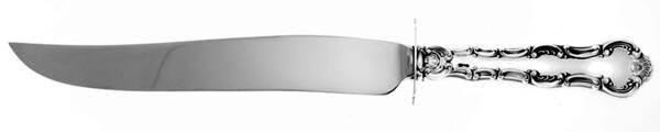 Strasbourg (Sterling, "Gorham", 1897) Lg Carving Roast Knife-Stnl Blade w/Sterling Guard