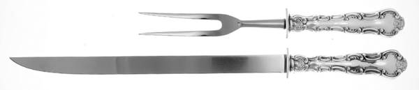 Strasbourg (Sterling, "Gorham", 1897) Large 2-Piece Roast Carving Set with Stainless Blade