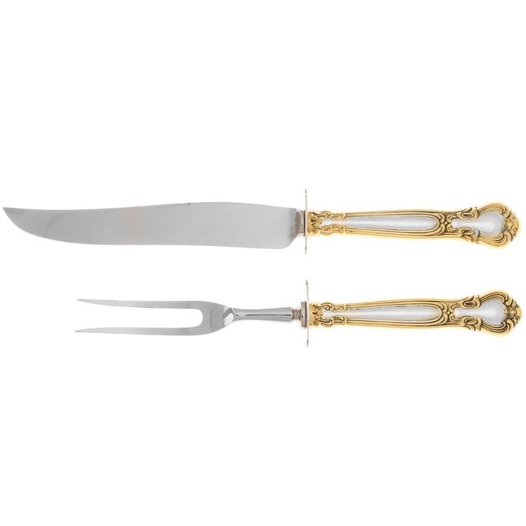 Chantilly Gold (Sterling, Gold Acct) Small Steak 2-Piece Carving Set w/Stainless Blade