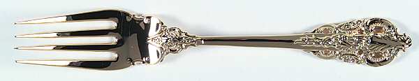 Baroque (Gold Electroplate) Medium Solid Cold Meat Serving Fork