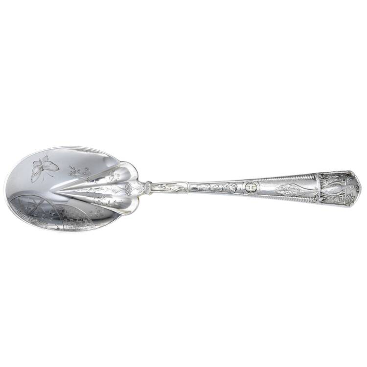 Japanese (Sterling, 1871) Bright Cut Preserve Spoon