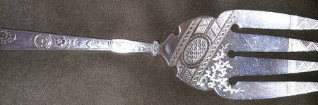 Japanese (Sterling, 1871) Bright Cut Solid Serving Fork