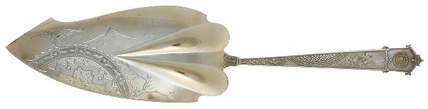 Japanese (Sterling, 1871) Large Solid Bright Cut Fish Serving Knife