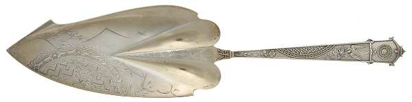 Japanese (Sterling, 1871) Large Solid Bright Cut Fish Serving Knife