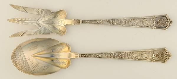 Japanese (Sterling, 1871) 2-Piece Salad Set, Bright Cut Solid Piece