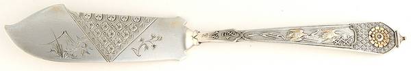 Japanese (Sterling, 1871) Flat Handle Bright Cut Master Butter