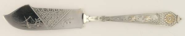 Japanese (Sterling, 1871) Flat Handle Bright Cut Master Butter
