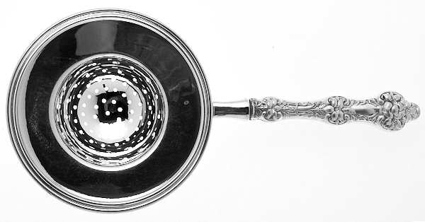 Orange Blossom-New (Sterling, 1995) Individual Overcup Tea Strainer with Silverplate Bowl