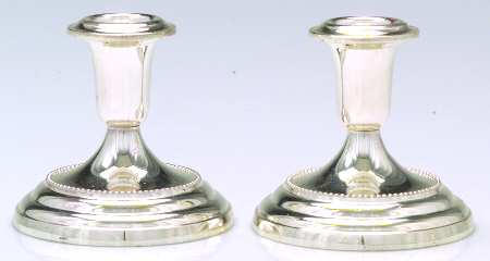 Newport Silverplate Hollowware Pair of 3" Console Candleholders