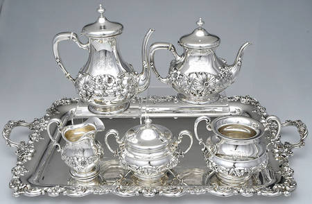 A3782 (Sterling, Hollowware) 6 Piece Tea Set (SCP, STP, SCR, SSU, SWB, WTL)