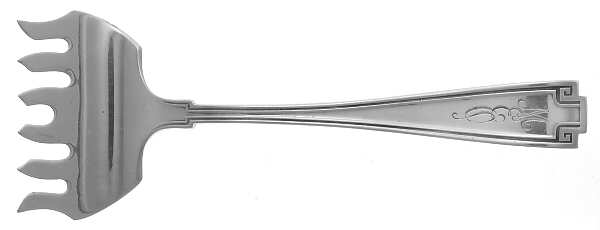 Etruscan (Sterling, 1913, Monograms) Large Solid Tined Sardine Serving Fork
