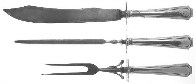 Fairfax (Sterling, 1910, No Monograms) Large 3-Piece Roast Carving Set w/ Stainless Blade