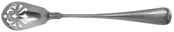 Old French (Sterling, 1905, Monograms) Pierced Bowl Short Handle Olive Spoon