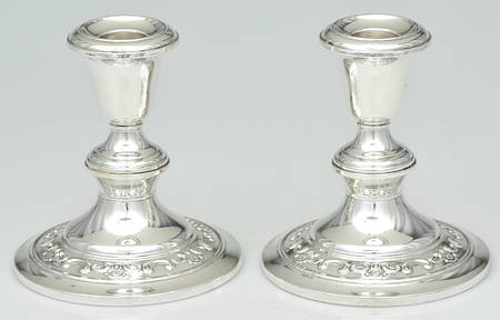 Strasbourg (Sterling, Hollowware, Older) Pair of Weighted Candleholders